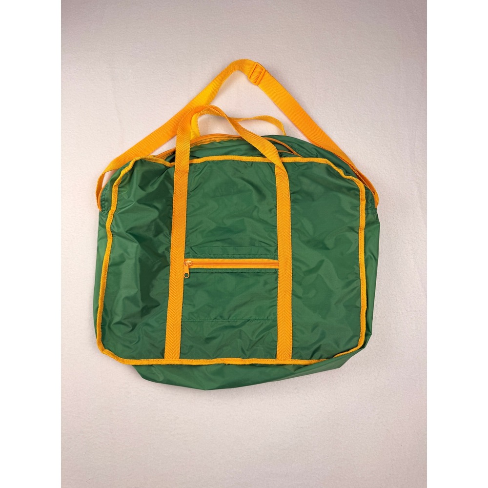 Vintage 1997 Avon Green Yellow Nylon Duffle Bag Travel Gym Weekender Foldable